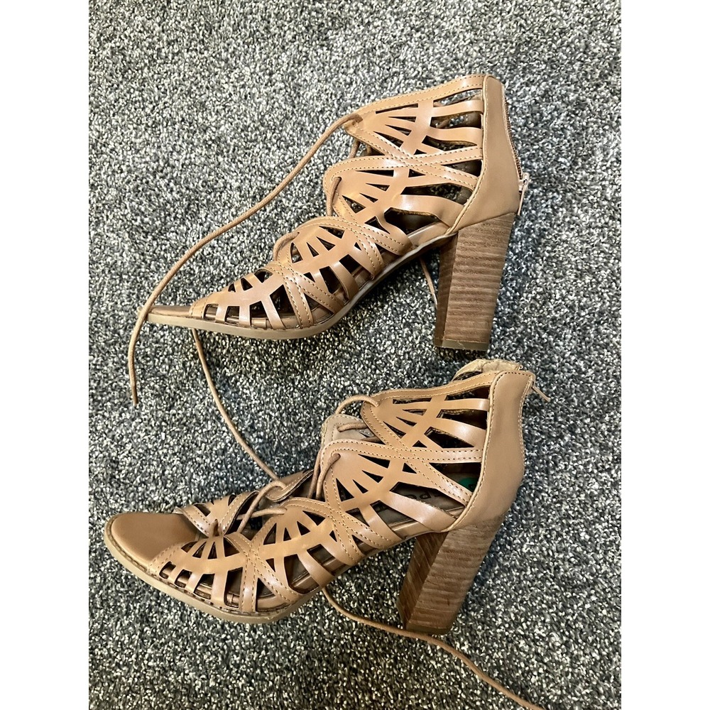 Report Brown‎ Cage Cutout Block High Heel Sandals Size 8M EUC
